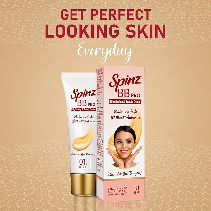Spin BB Pro Brightening and Beauty Fairness Cream – Silky Smooth Formula, Soft & Smooth Skin, Covers Dark Spots – 29g | Makeup Look Without Makeup