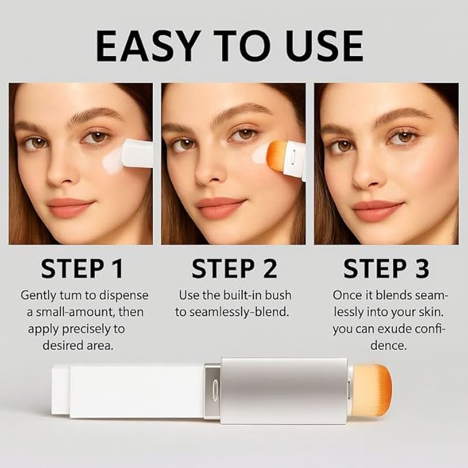 Blanc Cover Cream Stick – Korean Color Changing Foundation Stick with Volufiline & Collagen – Concealer Foundation Sticks for Dewy Skin– Makeup Foundation Stick with Detachable Brush (Natural)