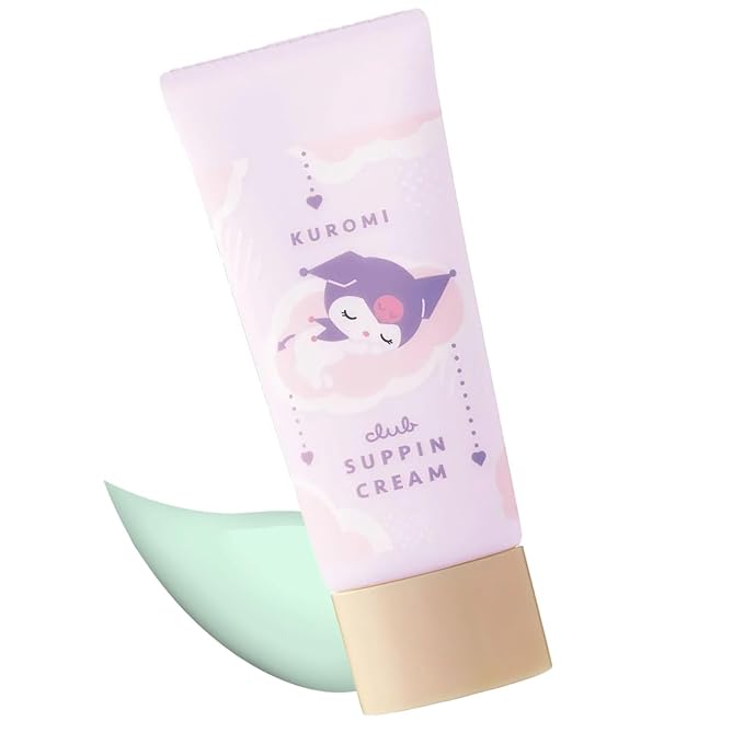 Club Suppin Color Correcting Cream, Green Tinted Moisturizer Redness Corrector for Face, Non-Comedogenic & Safe for Overnight Wear, Japanese Skincare - White Floral Bouquet, Sanrio Kuromi