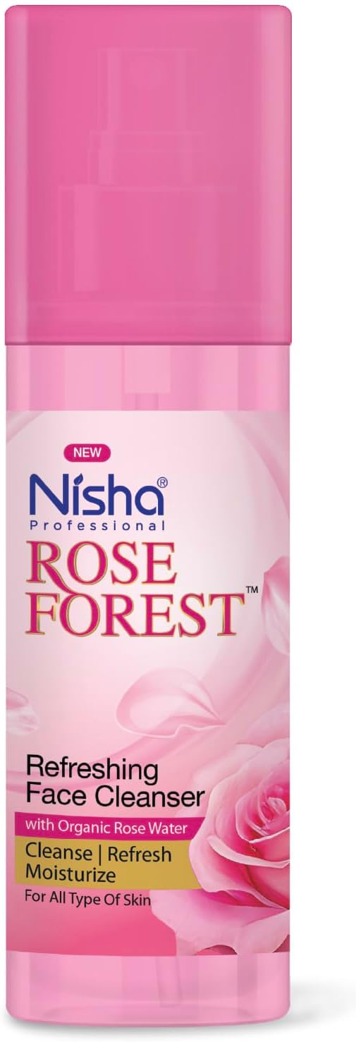 Nisha Professional Refreshing Face Cleanser with Organic Rose Water 120ml | Gulab Jal Cleansing Water for All Skin Types | for Women & Men | Alcohal Free | Cleanse, Refresh & Moisturize