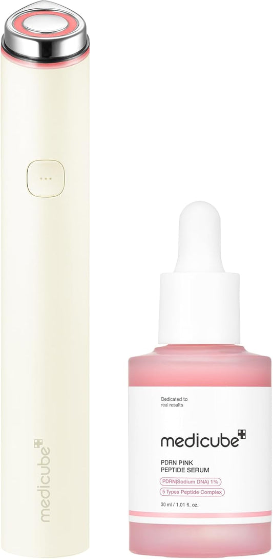 medicube Glass Glow Booster Device Duo | 3-Mode Facial Device for Radiant, Calming, and Bouncy-Looking Skin | Salmon DNA PDRN, Peptides & Niacinamide for Hydration & Firm-Looking Skin, Beige