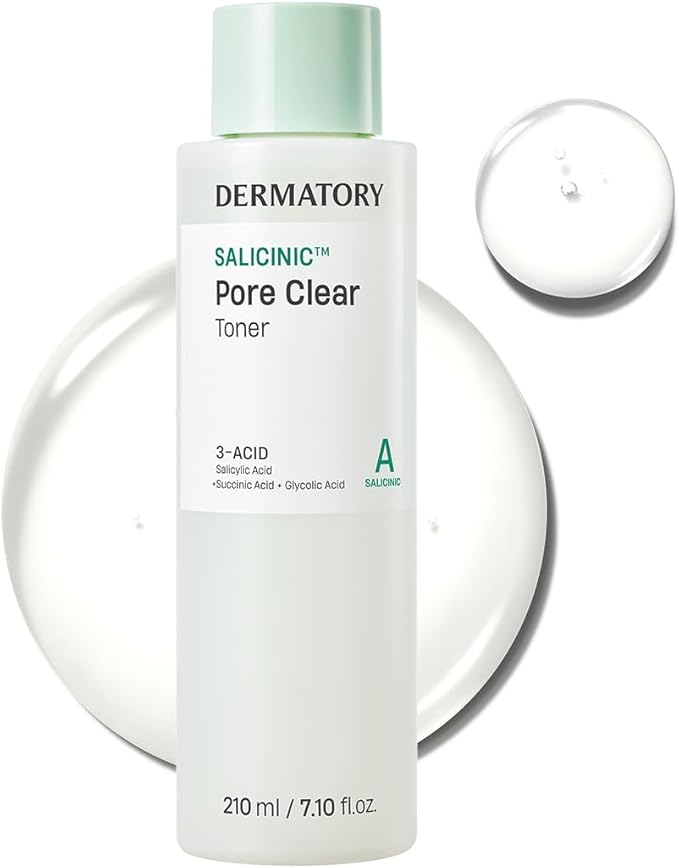 DERMATORY Salicinic Pore Clear Toner - BHA Salicylic Acid, Pore Minimizer, Soothing, Deep Hydrating, Purifying, Refreshing Watery Texture, for All Skin Types, Korean Skin Care