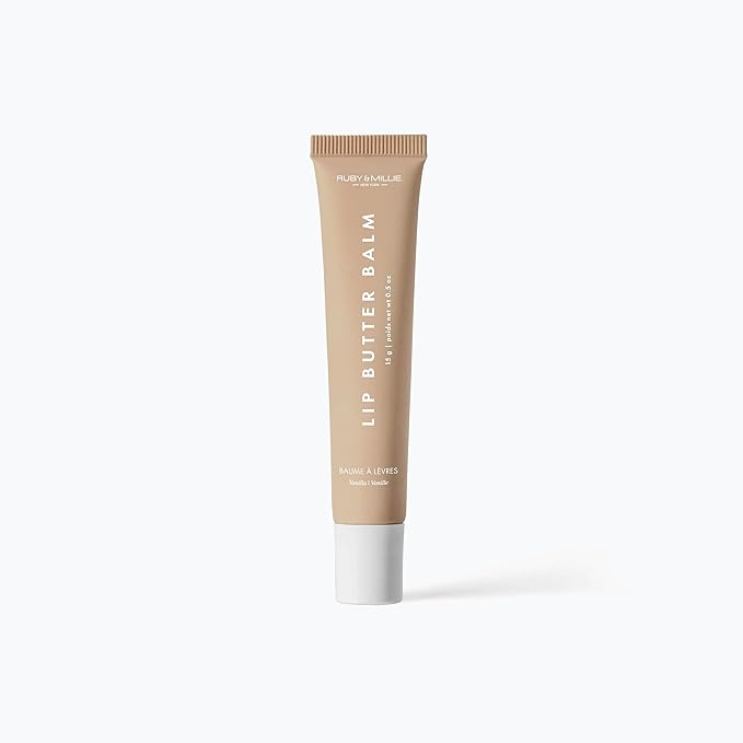 Ruby & Millie Tinted Lip Balm Vanilla - Hydrating Vanilla Lip Balm - Moisturizing Lip Butter Balm Treatment - Glossy Vegan Lipbalm 0.5 Oz