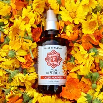 Four Elements 4E Look Beautiful! Calendula Toner, 4 FL OZ - 1st Place Winner in The Luscious Cream and Lotions Category at The International Herb Symposium Product Contest 2023