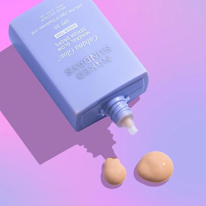 Naked Sundays CabanaGlow Sheer Tint Serum Drops – SPF 50 Mineral Tinted Sunscreen for Face – Non-Nano Zinc, Hyaluronic Acid & Skin-Perfecting Pigments – Broad Spectrum, Lightweight