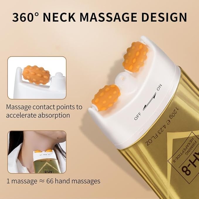 Ycz AH-8 Neck Firming Cream with Roller for Crepey Skin Body Care Comfort, Moisturizing, Anti-Aging Neck Cream with Peptide, Collagen, Smooths Wrinkles & Fine Lines Skin Care Skin Repair