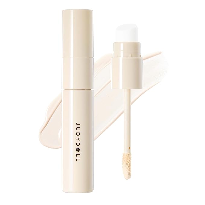 JUDYDOLL Liquid Contour & Highlighter, Face Sculpting Liquid Highlighter & Contour With Brush, Anti-Smudge & Brightening, Long-Lasting, Highlights on Skin with Warm Undertone (02 Beige White)
