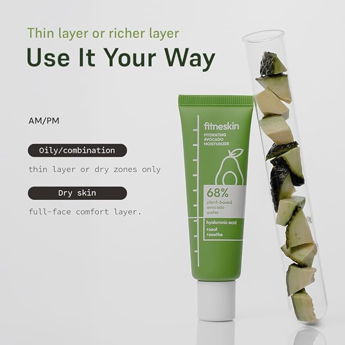 Hydrating Avocado Moisturizer, 1.7 Fl Oz (50ml) – Avocado Fruit Water + Hyaluronic Acid, Vitamin B3 & Pro-Vitamin B5 – Creamy-Soft Barrier Hydration, Fragrance-Free, Vegan Korean Skincare