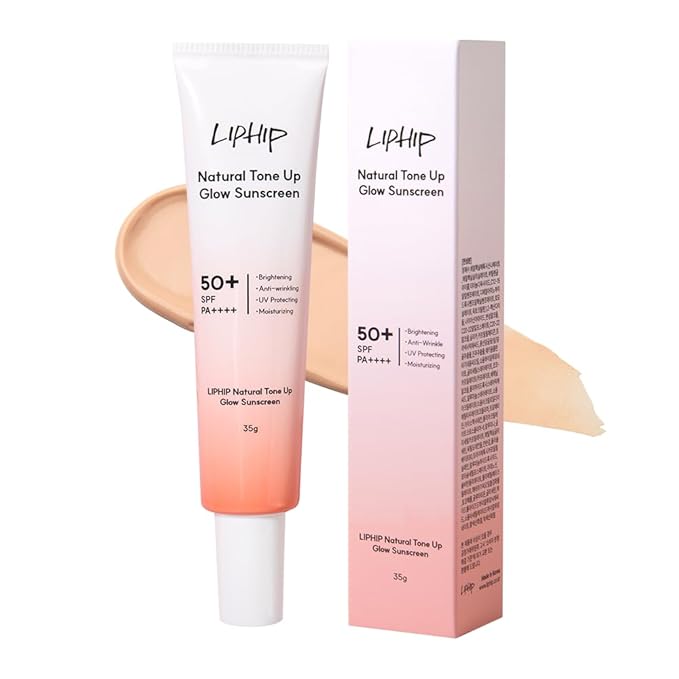 Natural Tone Up Glow Sunscreen SPF50+/Brightening UV Protecting, Anti-wrinkling, Mosturizing, tranexamic acid 1%, Niacinamide, Glutathione included