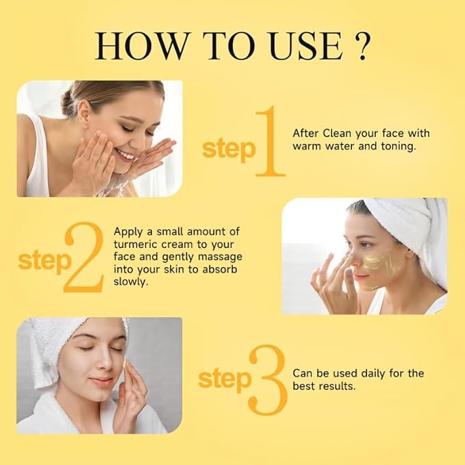 Organic Turmeric Cream, Brightening and Anti-Acne Facial Moisturizer, Skin Repair Treatment
