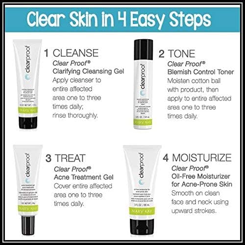Clear Skin 4-Step Acne Treatment Set – Cleanser, Toner, Acne Gel & Oil-Free Moisturizer for Oily and Acne-Prone Skin