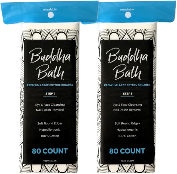 Extra Large Premium Natural Pure Cotton Squares - Hypoallergenic - No Fillers - Lint Free - Eye Face Makeup - Microblading Aesthetician Veterinarian - All Skin Needs (160 Count) Step 1