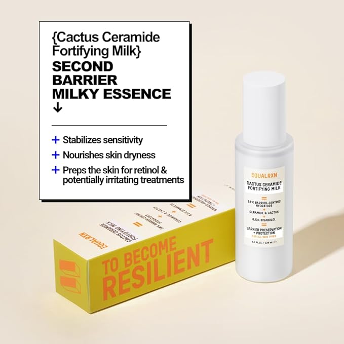 Cactus Ceramide Fortifying Milk - Hydrating Moisturizer with 10% Hydrating Ingredients & 0.5% Bisabolol for Daily Skin Repair & Protection