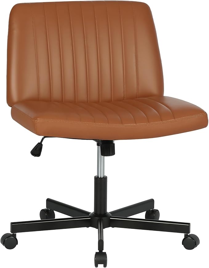 FDW Criss Cross Chair with Wheels Cross Legged Office Desk Modern Swivel Height Adjustable Wide Seat Computer Task Vanity Chair Comfy Fabric Armless Seating for Home Office