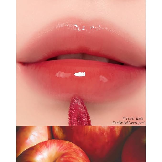 CLIO Crystal Glam Tint, Glossy Lip Tint with Glass-Like Shine, Lightweight Buildable Lip Stain, Long-Lasting Color, Non-Sticky, Rose Extract, Korean Lip Tint (018 FRESH APPLE)