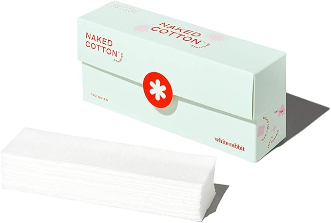 White Rabbit – Naked Cotton Stripped – 100% Unbleached Cotton Sheets for DIY Face Masks | Soak in Toner, Serum & Essence | Lint-Free, Natural & Cruelty-Free | Korean Skin Care Product (180 Count)