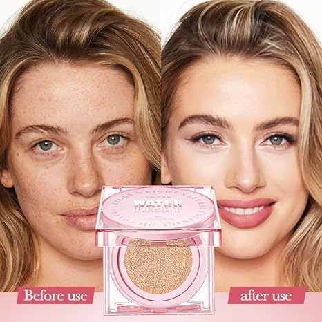 Glow Cushion Foundation Makeup, Jelly Cushion Foundation Pink Hydrating,Long-Lasting, Double Coverage, Cleanbeauty, Lightweight, Flawless