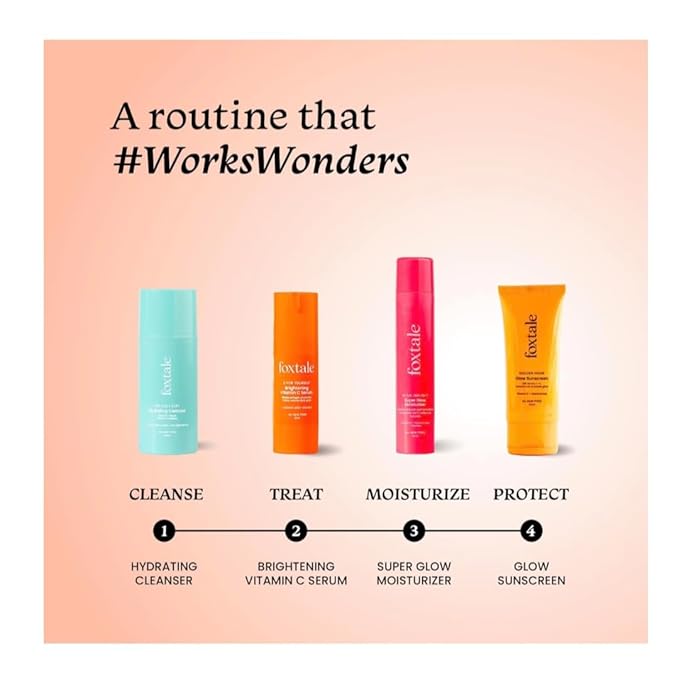 Fo. Xtale glow duo Golden Hour Skincare Set, Super Glow Moisturizer and SPF 50 Glow Sunscreen, Vitamin C and Niacinamide Formula, Non-Sticky, Lightweight, All Skin Types, 50ml Each