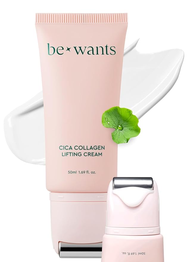bewants Gua Sha Neck Cream Roller, Korean Neck Cream with Massage Roller, Rapid Lift Neck Serum Roll On, Moisturizer for Tightening Skin with Centella Asiatica (1 Pack)