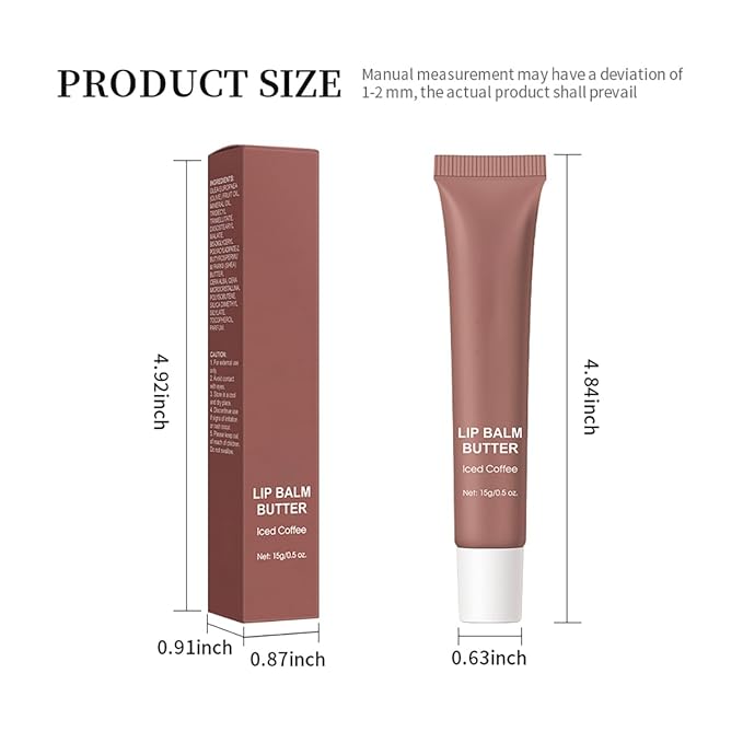 4 Flavors Lip Glossy Butter Balm Lip Tint Hydrating Lip Gloss Ultra-Hydrating & Nourishing Lip Care with Natural Ingredients (03# Iced Coffee)
