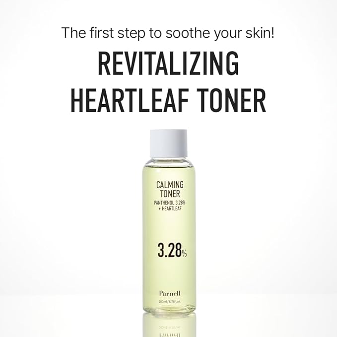 Parnell Panthenol 3.28% Heartleaf Calming Toner (6.76 Fl Oz / 200ml) | Korean Hydrating Toner with B5, Heartleaf & Centella | Ceramide & Hyaluronic Acid for Soothing Redness
