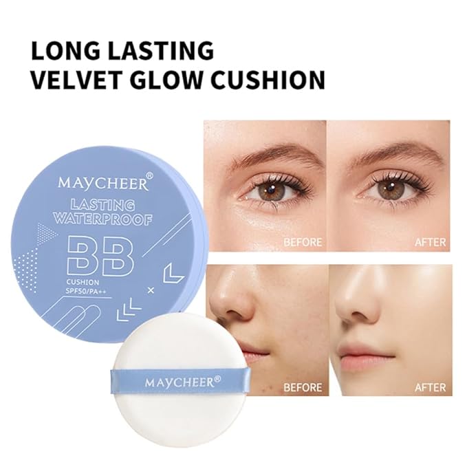 LAMUSELAND Air Cushion BB Cream Foundation with SPF 50, 3 Shades Tinted Moisturizing Waterproof Long-lasting Nude Natural Concealer, Oil Control BB Cream Makeup (Dark, 1)