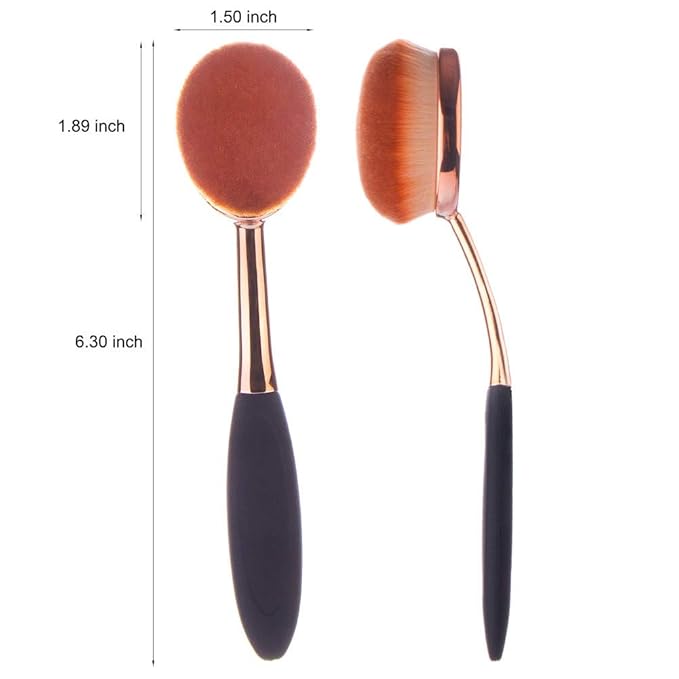 Yoseng Oval Foundation Brush Second Largest Toothbrush makeup brushes Fast Flawless Application Liquid Cream Powder Foundation (4 pack)