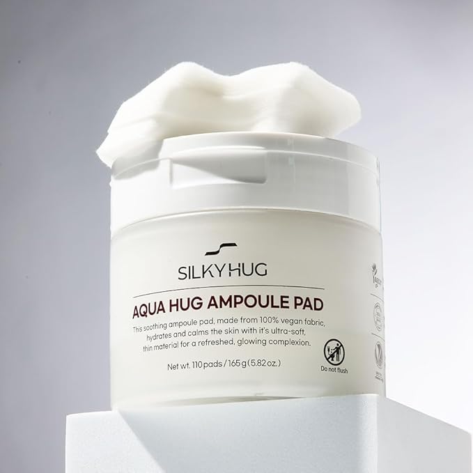 Silky Hug Aqua Hug Ampoule Pad 110pcs – Hydrating & Soothing Korean Skincare Pads | Moisture Ampoule Toner Pad for Dry & Sensitive Skin | Vegan, Alcohol-Free, Cruelty-Free
