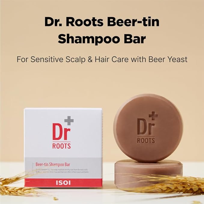 ISOI Dr. Roots Beer-Tin Solid Shampoo Bar, Nourishing & Strengthening Natural Hair Soap Bar Shampoo, with Beer Yeast & Biotin, Plastic-Free Clean Beauty, Korean Hair Care (3.52 oz, 100g)