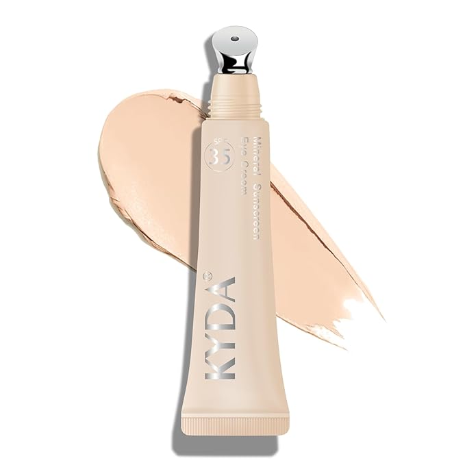 Mineral Sunscreen Eye Cream, SPF 35 3-in-1 Anti-Aging Sunscreen Under Eye Corrector for Smooth Eyelines Cover Dark Circle, Fine Lines Puffiness and Bags-01 Light