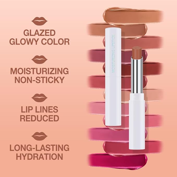 Tinted Lip Balm Moisturizing Lipstick, Nude Brown Hydrating Lipstick for Women, 24 Hour Long Lasting Moisturization Lip Gloss Stain Makeup, Lightweight Non Greasy Moisturizer Lips, 02