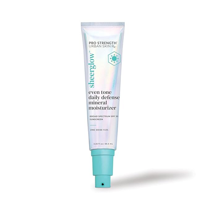 Urban Skin Rx® Pro Strength Sheerglow Even Tone Daily Defense Mineral Moisturizer & Broad-Spectrum Sunscreen SPF 30, Weightless Hydration, Brightens Complexion, Prevents Signs of Aging, 2.25 FL Oz