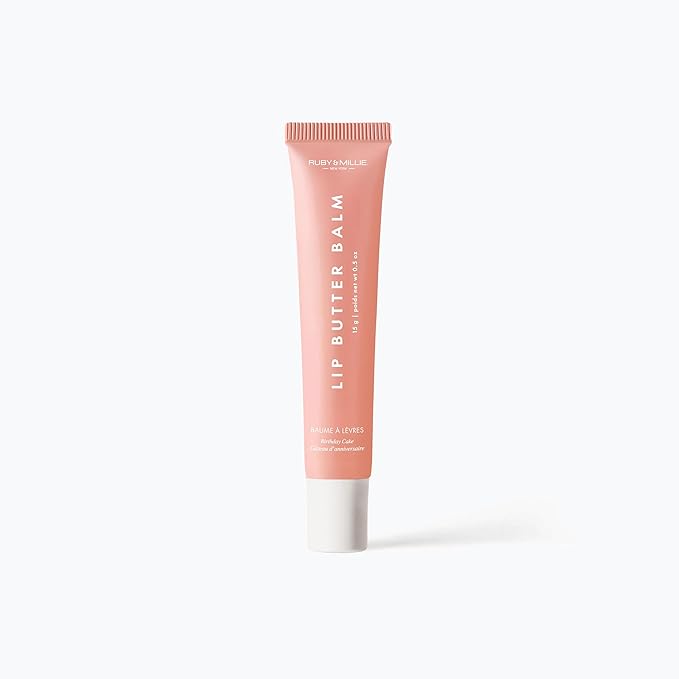 Ruby & Millie Tinted Lip Balm Birthday Cake - Hydrating Moisturizing Lip Butter Balm Treatment - Glossy Vegan Lipbalm 0.5 Oz