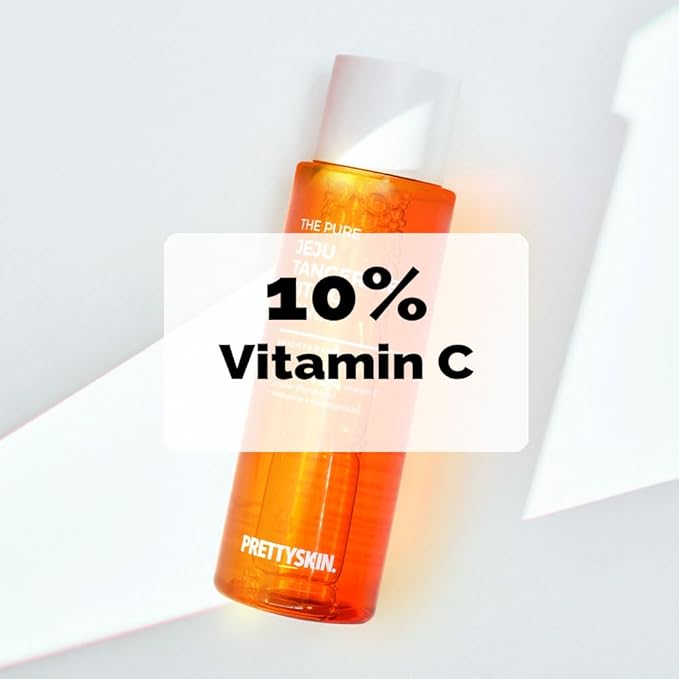 PRETTYSKIN Vitamin C Toner for Face – Jeju Tangerine Extract, 10% Vitamin Complex with Panthenol, Adenosine, Niacinamide – Helps Support Hydration & Oil-Moisture Balance – 8.45 fl.oz