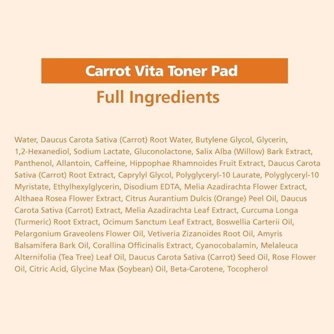 BRING GREEN Carrot Toner Pad | Contains Vitamin and Retinol to Even Out Skin Tone, Reduce Dark Spots for Daily Skincare (60 Count)