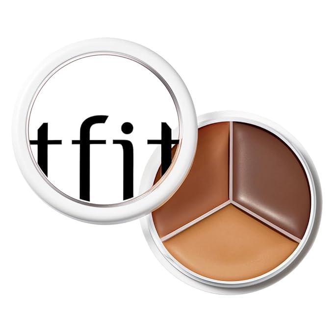 Multi-Use Pot Concealer - Triple Palette | High-Pigmented, Full Coverage & Crease-Proof | Korean Concealer for Dark Circles, Redness & Blemishes (05 Deep, 0.52 Oz)