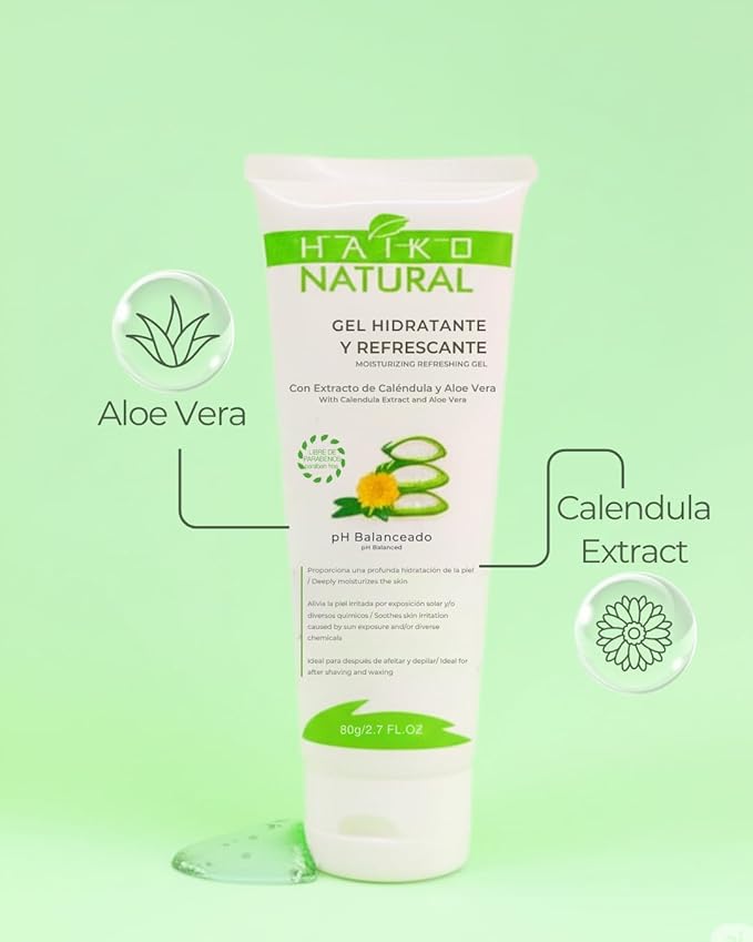 Soothing Gel with Calendula & Aloe Vera. Hydrating & Calming Paraben-Free Formula for Irritated Skin. Ideal After Sun, Shaving, Waxing or Daily Skin Hydration - 2.7 fl oz / 80g