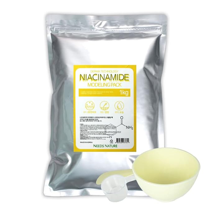 NEEDS NATURE Niacinamide Modeling Mask – Korean Peel-Off Rubber Mask for Face Care, Hydrating & Pore-Refining Powder Pack, 1000g Spa Facial Kit with Tools