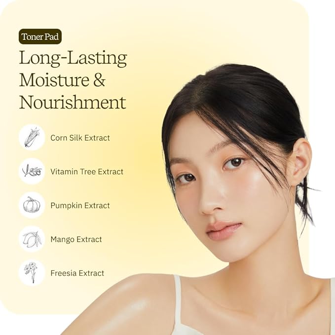 ByUR Honey Gorgeous Keep Moisturizing Toner Pads - Deeply Hydrating, Firming & Elasticity Care for Dry Skin, Honey & Ceramides, 100% Organic Cotton Facial Daily Pore Care Korean Skincare (70 Count)