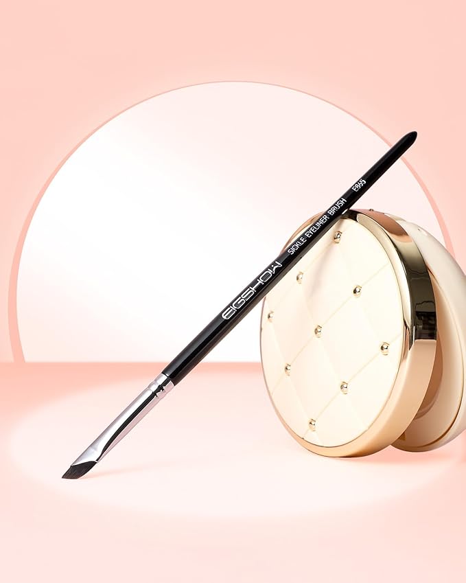 Eyeliner Brush, EIGSHOW Sickle Angled Gel Eyeliner Makeup Brush for Precise Eye Liner, Eyebrow, Eyelid with Ultra Thin Curved Vegan Bristles (E865)