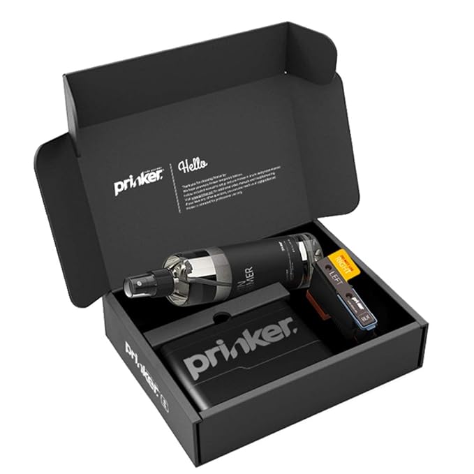 Prinker S Black Temporary Tattoo Printer, Custom Tattoos in Seconds, Water-Resistant and Soap-Washable, Android & iOS Compatible, Ink Included