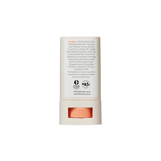 LITTLE URCHIN Natural Zinc Sunscreen Stick – SPF 50+ Broad Spectrum, Water Resistant – Medium Tint – Vegan, Reef Safe – 24.5% Zinc Oxide – Pocket Size – 0.7 oz