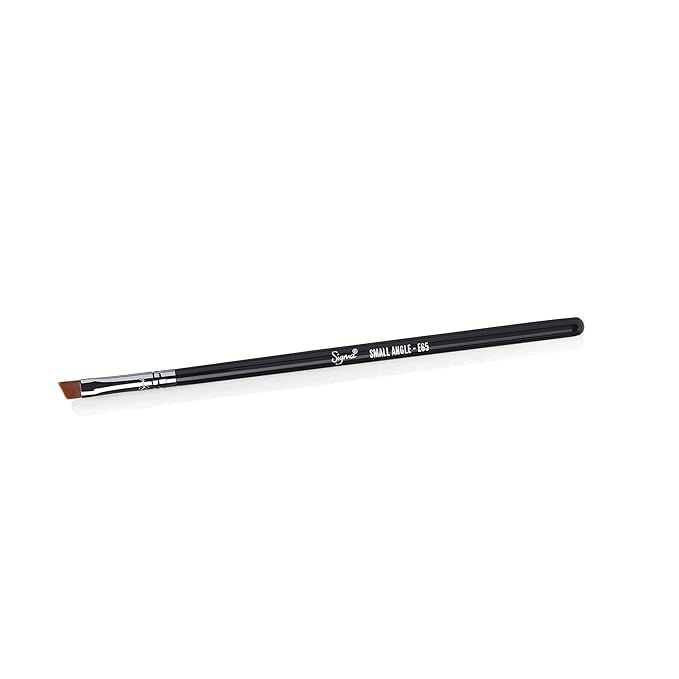 Sigma Beauty E65 Small Angle Brush — Use for Winged Eyes or Brow - Precision Angled Brush for Gel or Powder Products - Create Precise Lines & Strokes - Chrome