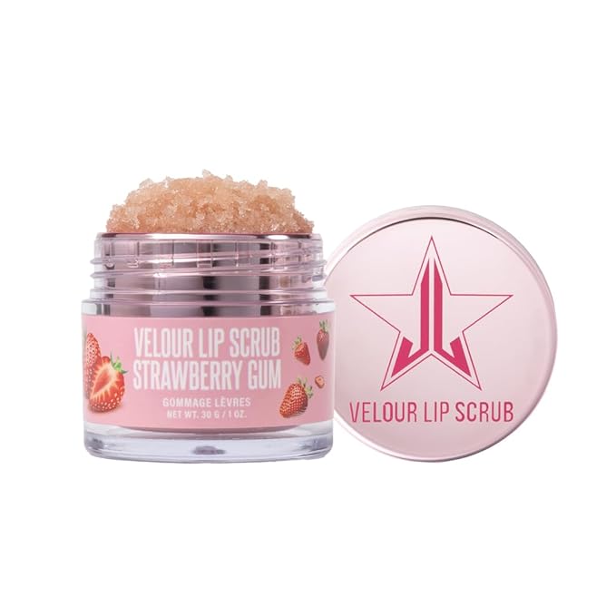 Jeffree Star Cosmetics Velour Lip Scrub, Exfoliating Sugar Lip Treatment, Cruelty-Free & Vegan, 30 G / 1 oz. (Strawberry Gum)