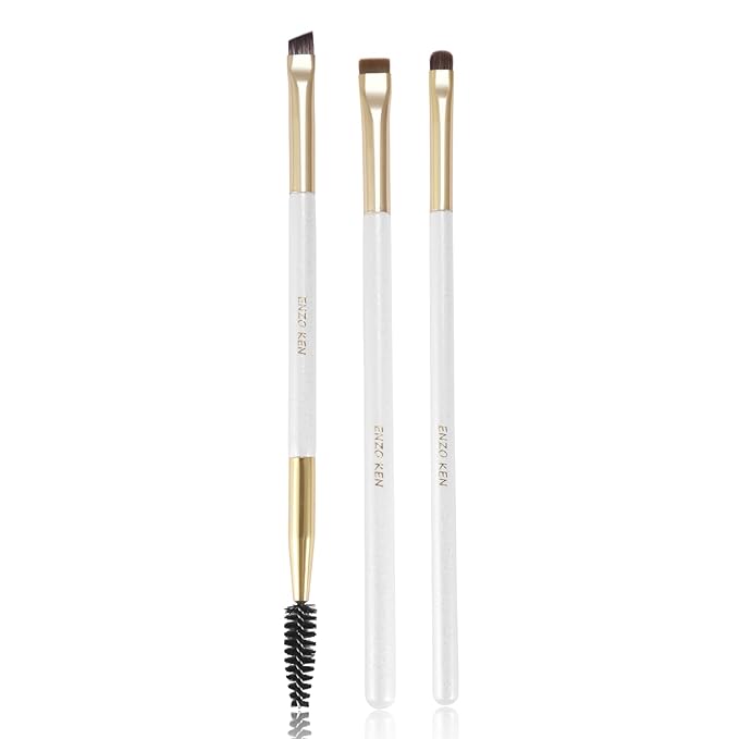 Flat Angled Eyebrow Brush & Fine Angled Eyeliner Brush & Eyelash Brush Set, Fine Angled Brow Brush, Flat Eyebrow Brush, Eyeliner Brush, Winged Eyeliner Brush Angled. (163-3P)