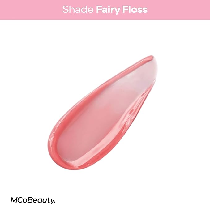 MCoBeauty Peptide Lip Treatment Fairy Floss - Sheer Pink Tinted Lip Balm Plumper Gloss for Women - Hydrating Lip Oil with Shea Butter, Peptides for Soft Plump Lips - Vegan Cruelty Free Lip Care