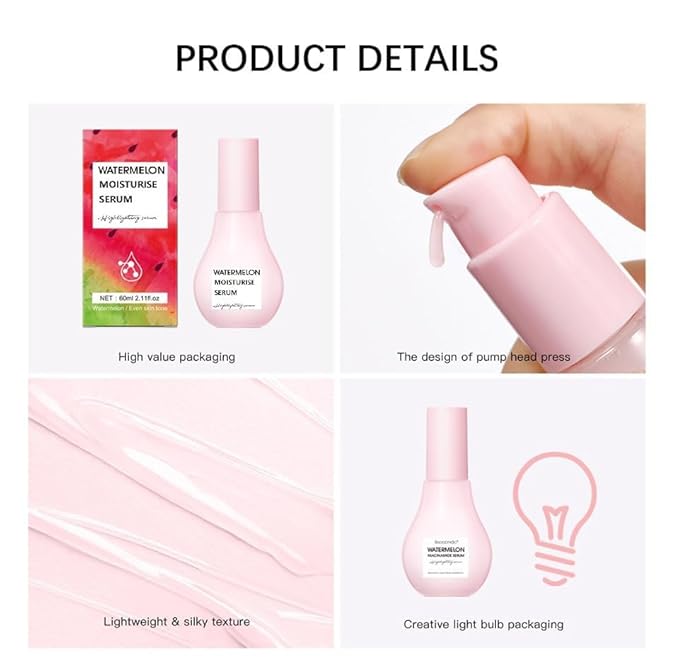 Watermelon Moisturizer Facial Serum, Hydrating Glow Priming Liquid Highlighter.