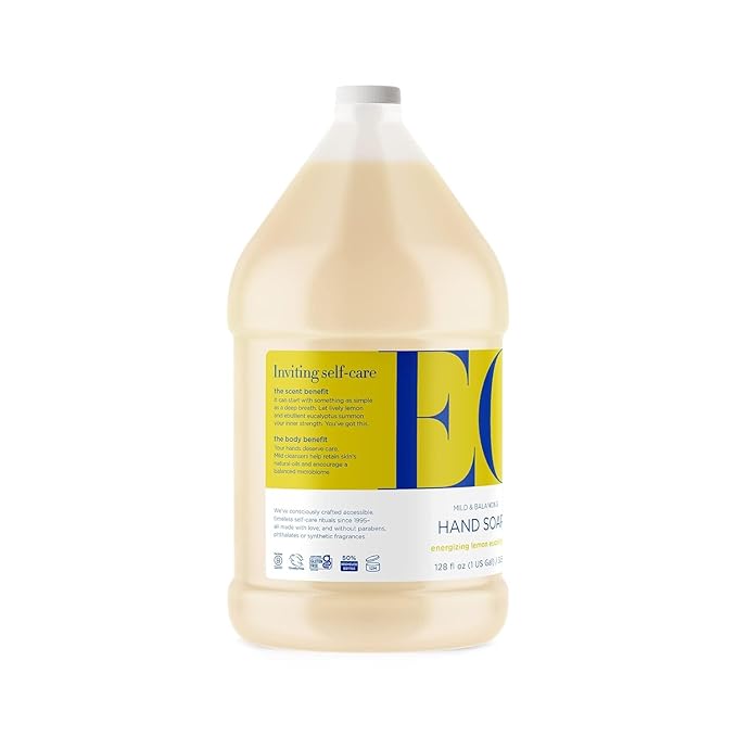 EO Liquid Hand Soap Refill, 1 Gallon, Lemon and Eucalyptus, made with Essential Oils for kitchen and bathroom