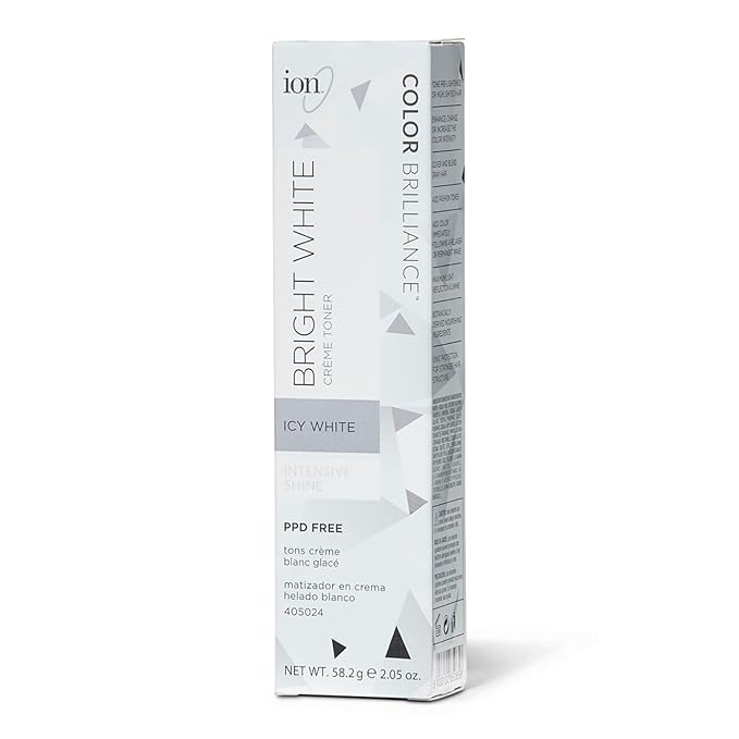 Ion Permanent Brights Creme Toner Icy White, Vegan, Cruelty Free, PPD Free, 100% Gray Coverage, Long Lasting, Fade Resistant Color, 2.05 oz