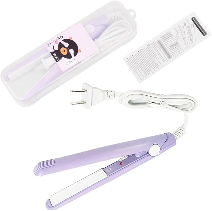 Mini Hair Straightener，2 in 1 Straight and Curly 100-240V 20W Tourmaline Ceramic + Plastic，Mini Flat Iron Small Mini Straightener Flat Iron for Travel, Dormitory or Home (US Plug)